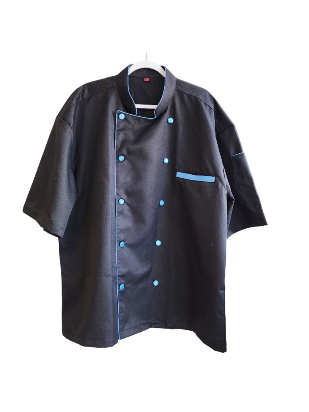 Warrior Point Black Chef Coat Size XXL Blue Accents & Short Sleeves